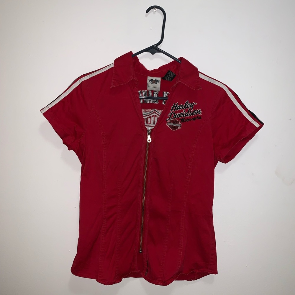 Harley Davidson Red Zip Shirt